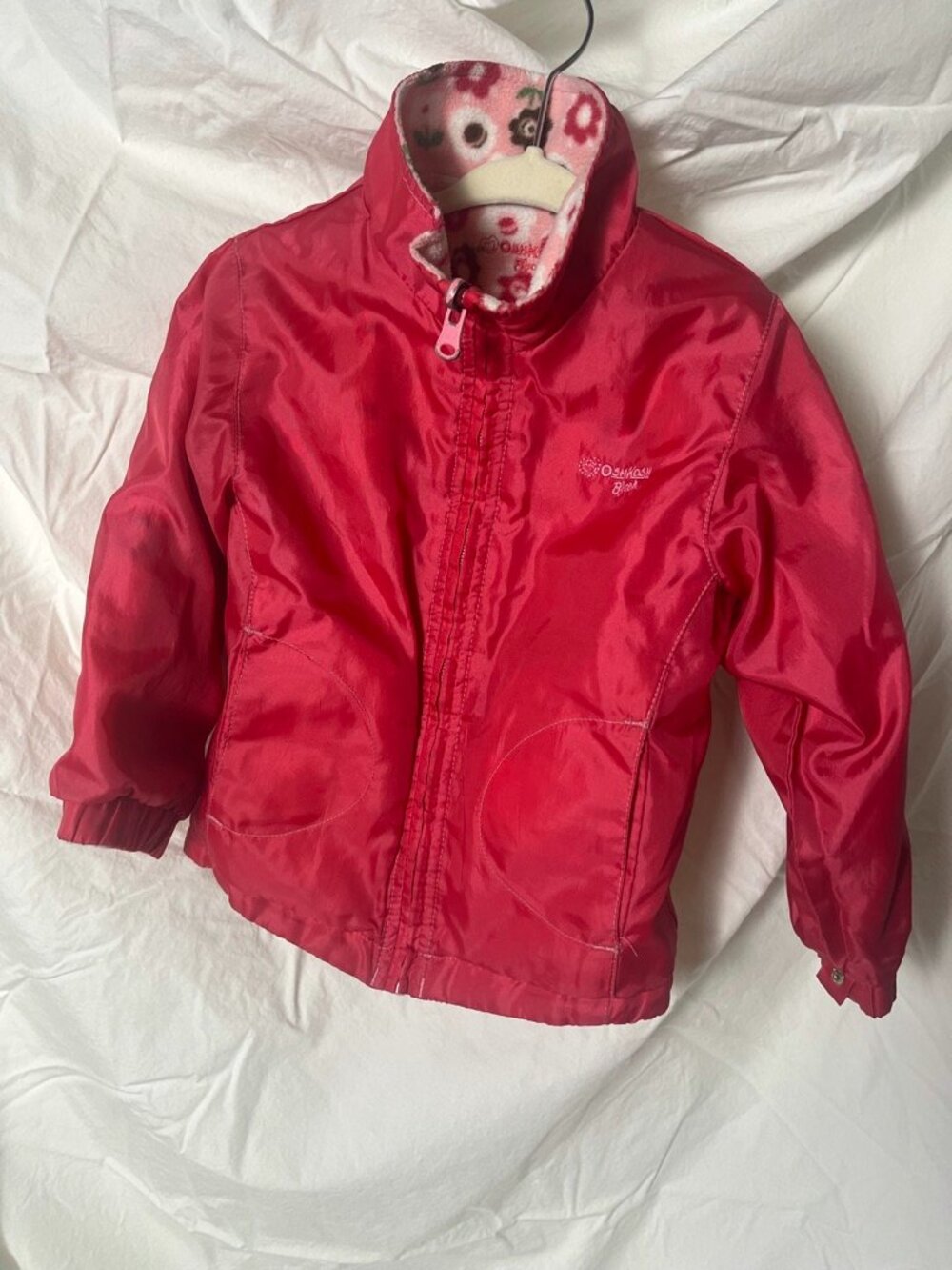 OshKosh B’gosh Reversible Pink Floral Fleece Jacket Girls 2T 3T
